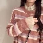 Striped Sweater / Sheer Blouse