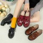 Bow Faux Leather Lace Up Shoes