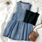 Plain Camisole Top / Denim Sleeveless A-line Dress