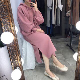 Slit Side Midi Hoodie Dress