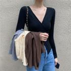 Deep V-neck Wrapped Knit Top In 4 Colors