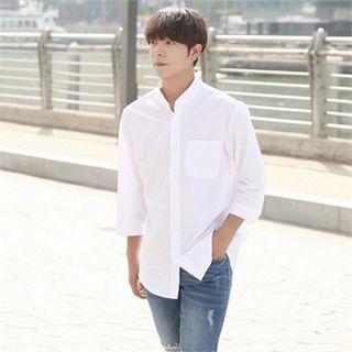 Mandarin-collar 3/4-sleeve Dress Shirt