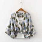 Set : Print Bat Sleeves Shirt + Suspender Green - One Size
