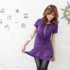 Inset Tee Drape Front Dress With Charm