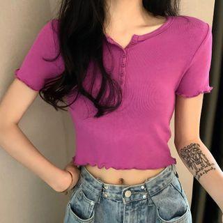 Short-sleeve Half Button T-shirt
