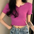 Short-sleeve Half Button T-shirt