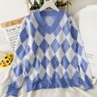 Argyle V-neck Sweater In 6 Colors