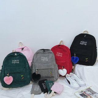 Set: Lettering Corduroy Backpack + Pouch