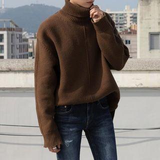 Dip-back Turtle-neck Sweater