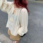 Tie Neck Blouse Off-white - One Size