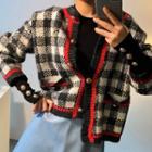 Long-sleeve Retro Plaid Knit Sweater
