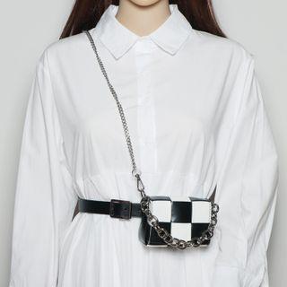 Checker Faux Leather Belt Bag