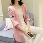 Flower Embroidered 3/4 Sleeve Long Cardigan