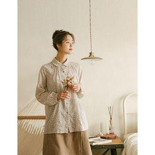 Round-collar Floral Print Blouse