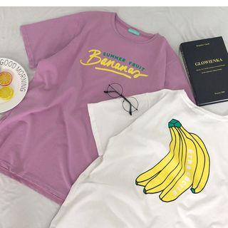 Short-sleeve Fruit Print Long T-shirt