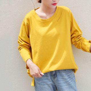 Batwing-sleeve Slit-side Slashed Pullover