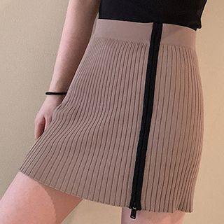 Zip Side Mini Knit Skirt