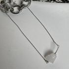 Faux Gemstone Pendant Stainless Steel Necklace White - One Size