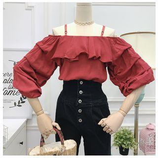 Off-shoulder Sling Long-sleeved Top