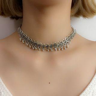 Fringe Metal Choker Silver - One Size