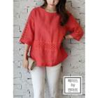 3/4-sleeve Crochet-detail Top