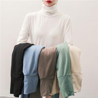 Plain High-neck Long-sleeve Sweater