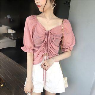 Ruffled Short-sleeved Blouse