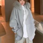 Faux Fur Trim Zip Hoodie