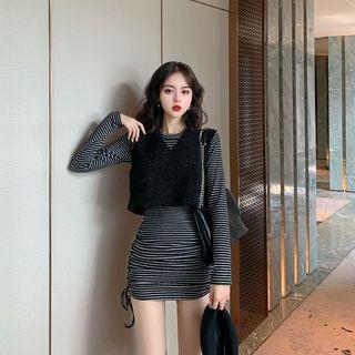 Cropped Vest / Long-sleeve Mini Dress