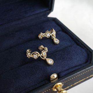 Rhinestone Cuff Earring 1 Pair - Gold - One Size