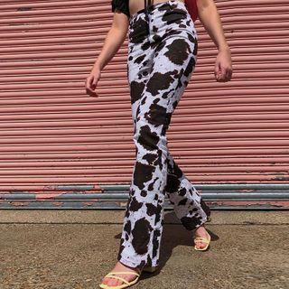 Straight-fit Cow Print Pants