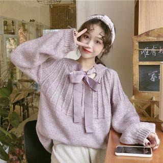 Bow Sweater / Lace Long-sleeve Top