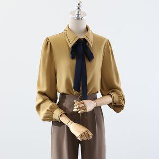 Contrast Stitching Shirt / Harem Pants / Tie / Set