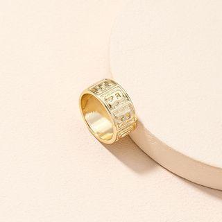 Embossed Lettering Alloy Ring Gold - 8