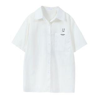 Short-sleeve Smiley Print Shirt