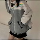 Turtleneck Embroidered Fleece Jacket