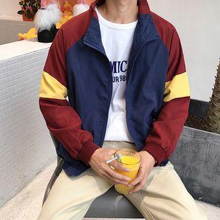 Color-block Stand-collar Jacket