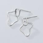 925 Sterling Silver Irregular Hoop Earring 1 Pair - S925 Silver - As Shown In Figure - One Size