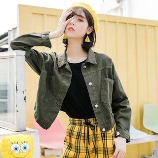 Pocket Detail Cropped Button Jacket