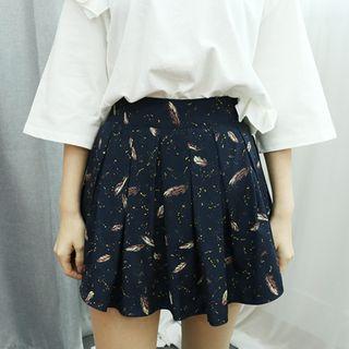 Leaf-patterned Pleated Culottes
