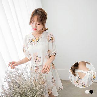 Floral Cutout- Back Dress