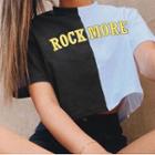 Two-tone Lettering Short-sleeve Cropped T-shirt