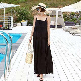Spaghetti-strap Maxi Dress Black - One Size