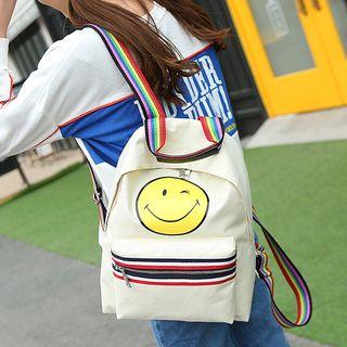 Set Of 3: Smiley Backpack + Crossbody Bag + Zip Pouch