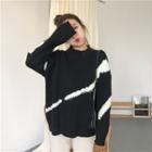 Mock-neck Color Block Sweater Black & White - One Size