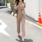 Short-sleeve Double-breasted Jumpsuit