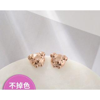Rose Gold Pig Earrings  - Pig Ear Studs Rose Gold