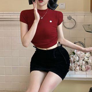 Short-sleeve Crop T-shirt / Drawstring Pencil Skirt
