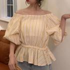 Off-shoulder Striped Blouse As Shown In Figure - One Size
