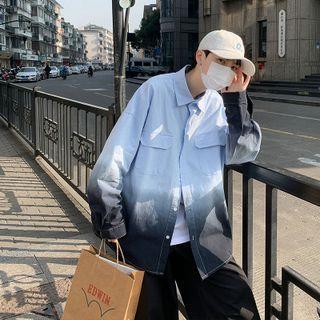 Lettering Gradient Button-up Jacket